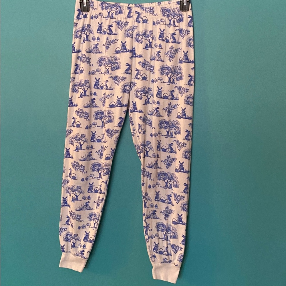 Blue Bunny Print Jogger Style Pajama Pants M